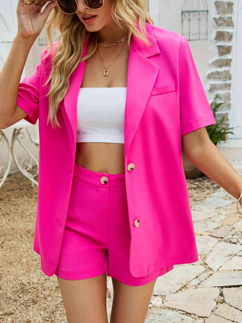 Short Sleeve Blazer and Shorts Set