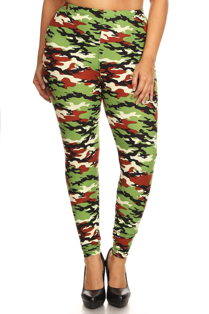 Plus Size Camo Print, Full Length Leggings In A Slim Fitting Style Wit –  KYI Beauty Boutique