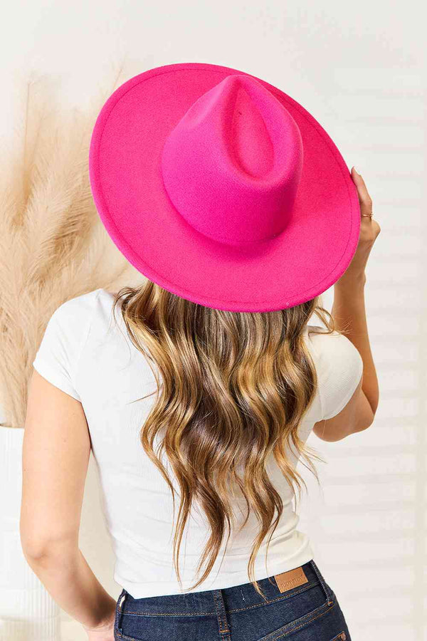 Fame Flat Brim Fedora Fashion Hat up